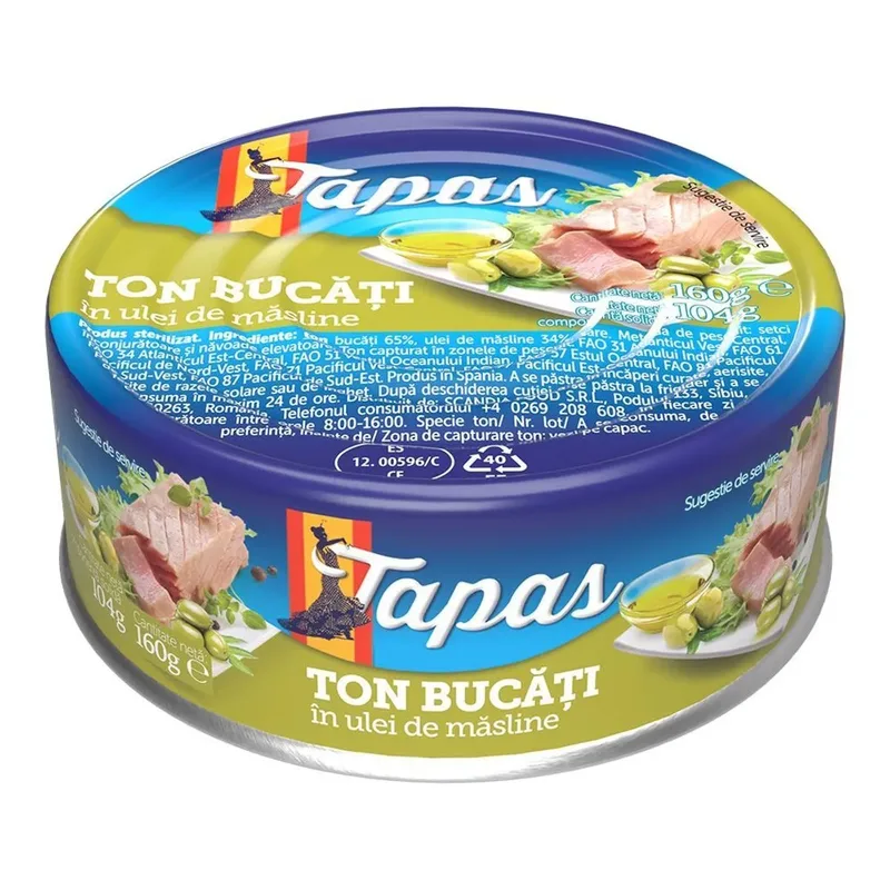 Tapas Ton Bucati Ulei Masline, 160 g
