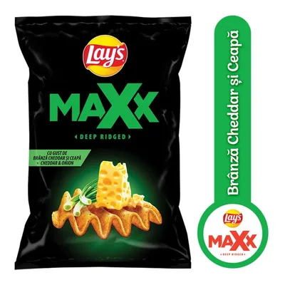 Lay S Chips Maxx Chedar Ceapa, 115 g