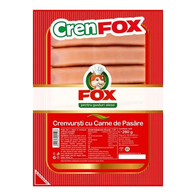 Fox Crenvursti cu Carne de Pasare, 280 g
