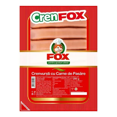 280G FOX CRENVURSTI CU CARNE DE PASARE