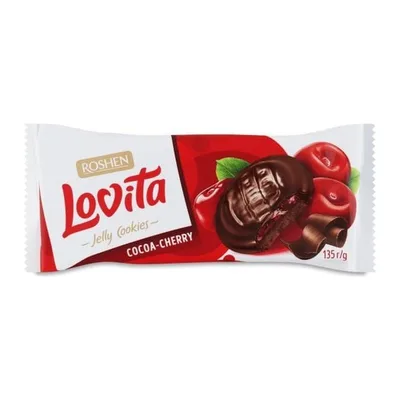 Roshen Lovita Jelly Biscuits Cacao-Cherry, 135 g