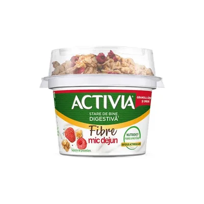 Activia Mic Dejun Capsuni Zmeura si Fulgi de Cereale, 165 g