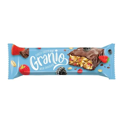 Granio Baton de Cereale cu Fructe Rosi, 40 g